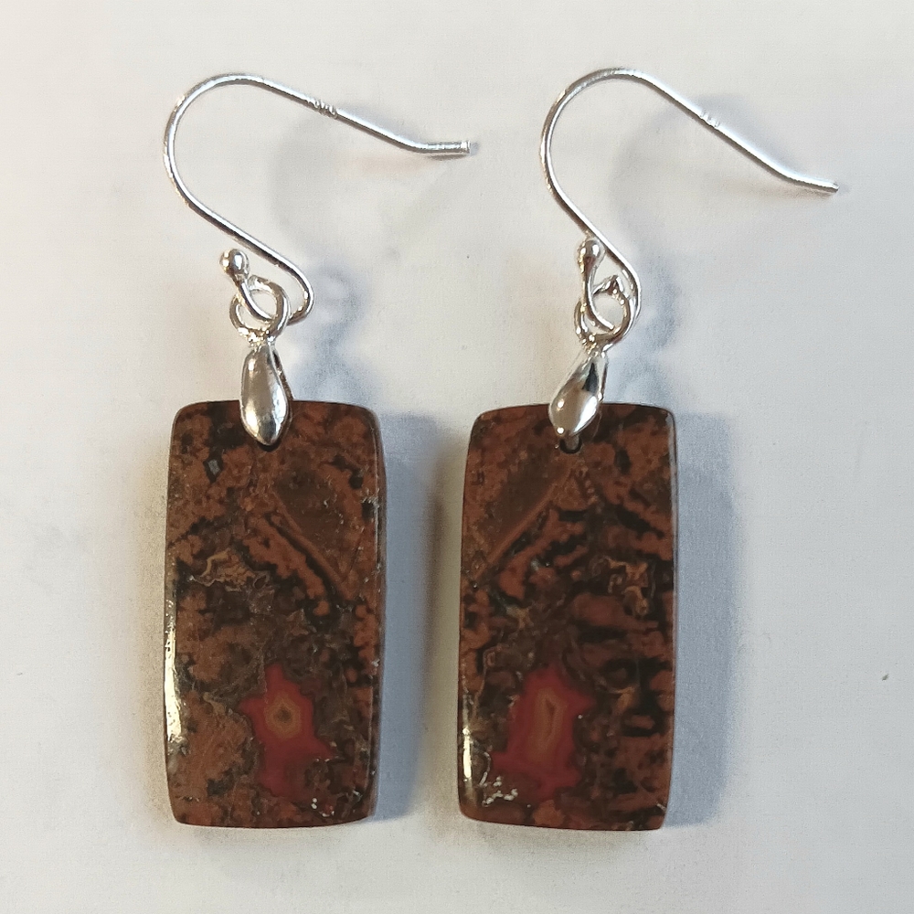 Moroccan Seam Agate Gemstone Earrings with 925 Sterling Silver Findings
